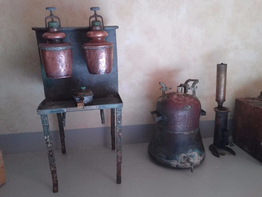 old copper distillery and tools at 'Piperis Winery' exhibition area